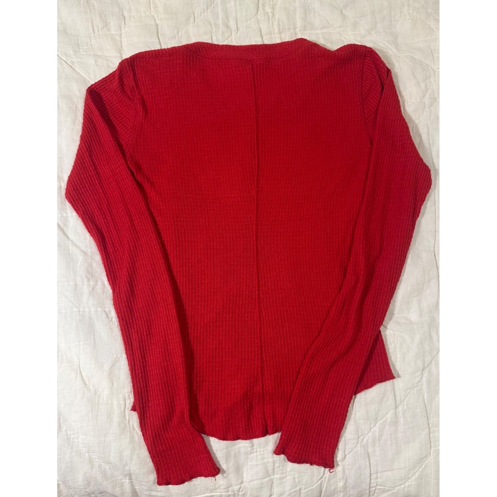 Intimately Free People Going Places Cardi Red Waffle Knit Snap Front Henley Top - Picture 5 of 9